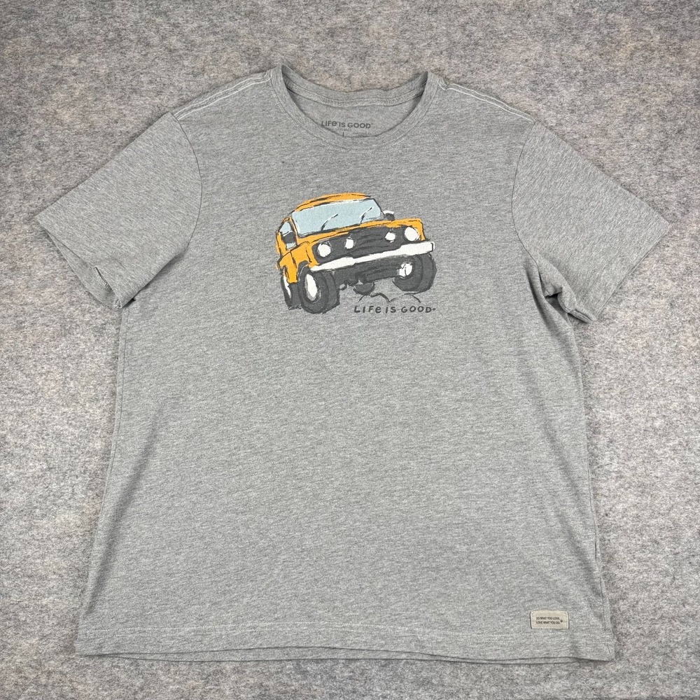 Life Is Good Crusher Tee T-Shirt Jeep Off Road Gray Mens Large L